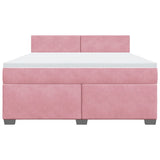 Giroletto a Molle con Materasso Rosa 180x200 cm in Velluto