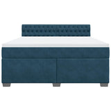 Giroletto a Molle con Materasso Blu 180x200 cm in Velluto
