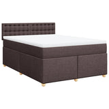 Giroletto a Molle con Materasso Marrone Scuro 140x190cm Tessuto