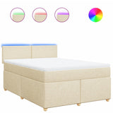 Giroletto a Molle con Materasso Crema 140x200 cm in Tessuto
