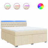 Giroletto a Molle con Materasso Crema 180x200 cm in Tessuto