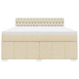 Giroletto a Molle con Materasso Crema 180x200 cm in Tessuto