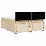 Giroletto a Molle con Materasso Crema 180x200 cm in Tessuto