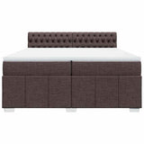 Giroletto a Molle con Materasso Marrone Scuro 200x200cm Tessuto