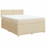 Giroletto a Molle con Materasso Crema 140x19 cm in Tessuto