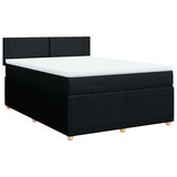 Giroletto a Molle con Materasso Nero 160x200 cm in Tessuto