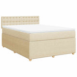 Giroletto a Molle con Materasso Crema 160x200 cm in Tessuto