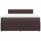 Giroletto a Molle con Materasso Marrone Scuro 180x200cm Tessuto