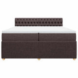 Giroletto a Molle con Materasso Marrone Scuro 200x200cm Tessuto