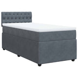 Giroletto a Molle con Materasso Grigio Scuro 80x200 cm Velluto