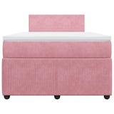 Giroletto a Molle con Materasso Rosa 120x190 cm in Velluto
