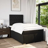 Giroletto a Molle con Materasso Nero 120x200 cm in Tessuto