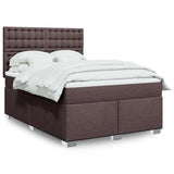 Giroletto a Molle con Materasso Marrone Scuro 140x190cm Tessuto