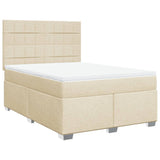 Giroletto a Molle con Materasso Crema 160x200 cm in Tessuto
