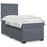 Giroletto a Molle con Materasso Grigio Scuro 80x200 cm Velluto