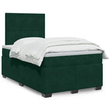 Giroletto a Molle con Materasso Verde Scuro 120x200 cm Velluto