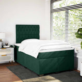 Giroletto a Molle con Materasso Verde Scuro 120x200 cm Velluto