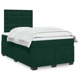 Giroletto a Molle con Materasso Verde Scuro 120x200 cm Velluto