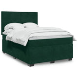 Giroletto a Molle con Materasso Verde Scuro 140x200 cm Velluto