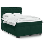 Giroletto a Molle con Materasso Verde Scuro 140x200 cm Velluto