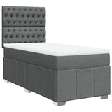 Giroletto a Molle con Materasso Grigio Scuro 90x200 cm Tessuto