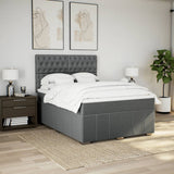 Giroletto a Molle con Materasso Grigio Scuro 140x190 cm Tessuto