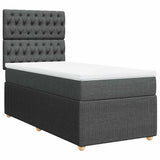 Giroletto a Molle con Materasso Grigio Scuro 100x200 cm Tessuto