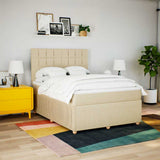 Giroletto a Molle con Materasso Crema 140x200 cm in Tessuto
