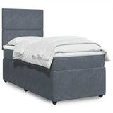 Giroletto a Molle con Materasso Grigio Scuro 100x200 cm Velluto