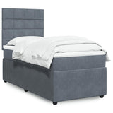 Giroletto a Molle con Materasso Grigio Scuro 100x200 cm Velluto