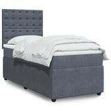 Giroletto a Molle con Materasso Grigio Scuro 100x200 cm Velluto