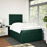 Giroletto a Molle con Materasso Verde Scuro 120x200 cm Velluto