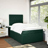 Giroletto a Molle con Materasso Verde Scuro 120x200 cm Velluto