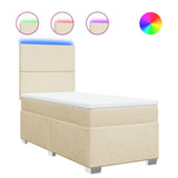 Giroletto a Molle con Materasso Crema 90x190 cm in Tessuto