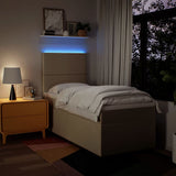 Giroletto a Molle con Materasso Crema 90x190 cm in Tessuto