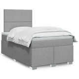 Giroletto a Molle con Materasso Grigio Chiaro 120x190cm Tessuto