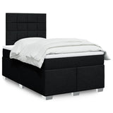 Giroletto a Molle con Materasso Nero 120x200 cm in Tessuto