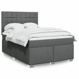 Giroletto a Molle con Materasso Grigio Scuro 160x200 cm Tessuto
