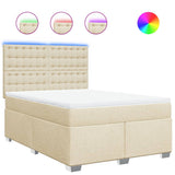 Giroletto a Molle con Materasso Crema 160x200 cm in Tessuto