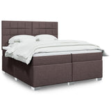Giroletto a Molle con Materasso Marrone Scuro 200x200cm Tessuto