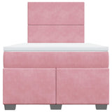 Giroletto a Molle con Materasso Rosa 120x190 cm in Velluto