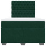 Giroletto a Molle con Materasso Verde Scuro 120x200 cm Velluto