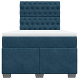 Giroletto a Molle con Materasso Blu 120x200 cm in Velluto