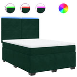 Giroletto a Molle con Materasso Verde Scuro 140x200 cm Velluto
