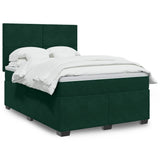 Giroletto a Molle con Materasso Verde Scuro 140x200 cm Velluto