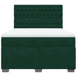 Giroletto a Molle con Materasso Verde Scuro 140x200 cm Velluto