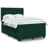 Giroletto a Molle con Materasso Verde Scuro 140x200 cm Velluto