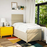 Giroletto a Molle con Materasso Crema 90x190 cm in Tessuto