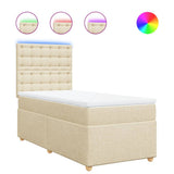 Giroletto a Molle con Materasso Crema 90x190 cm in Tessuto