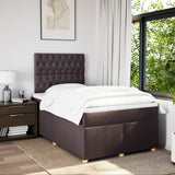 Giroletto a Molle con Materasso Marrone Scuro 120x190cm Tessuto